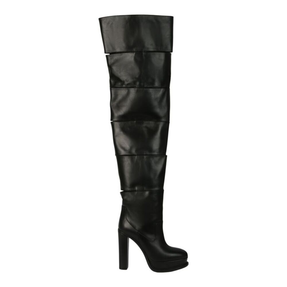 Alexander McQueen Slash Over-The-Knee Boots Black Womens
